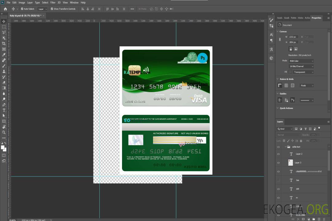 Modèle de carte de crédit visa bancaire Comores Sanduk au format PSD, entièrement modifiable template Modèle de carte de crédit visa bancaire Comores Sanduk au format PSD, entièrement modifiable template